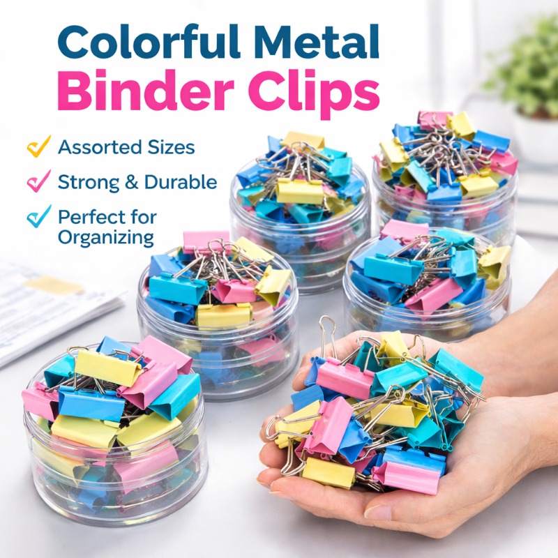 Supply Of Office Stationery - 40PCS/Set Klip Binder Logam Panjang Berwarna-warni,