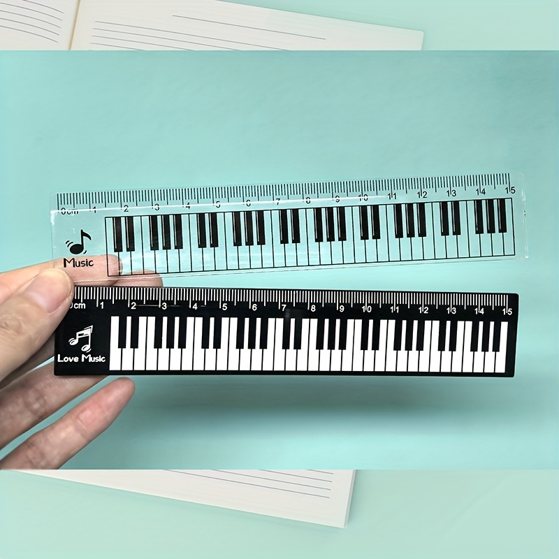 Ruler Set Transparent - 2 Buah/Set Penggaris Pola Keyboard Piano