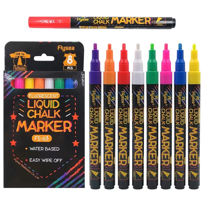 Whiteboard Marker Set - 8 buah spidol kapur cair-pena pembuat
