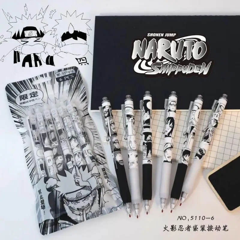 Gel Ink Pen Set - Naruto 6 buah/set pena Gel Anime