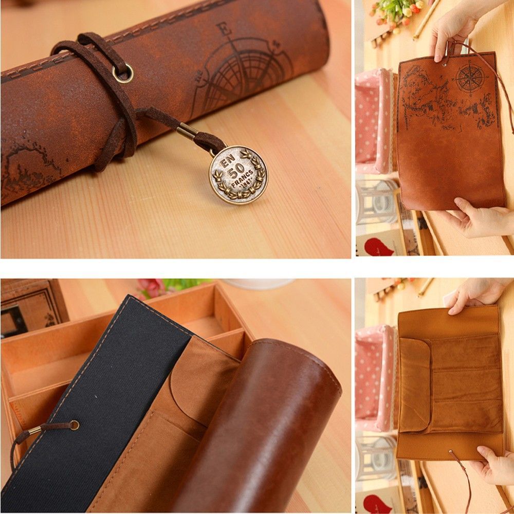 Pen Pouch Roll - Tas Gulung Peta Harta Karun Retro