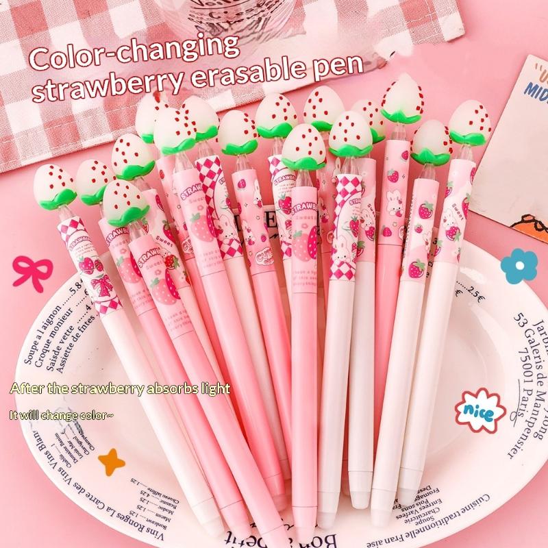 Set Pulpen Gel Desain Stroberi - Gel Ink Pen Set ulasan dan harga
