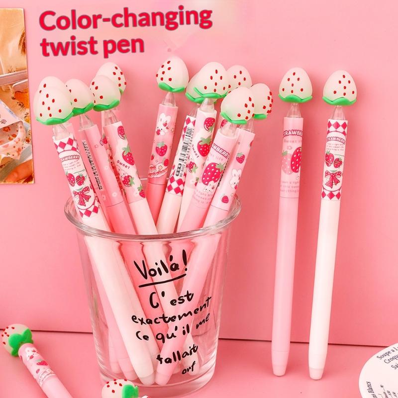 Set Pulpen Gel Desain Stroberi - Gel Ink Pen Set ulasan dan harga