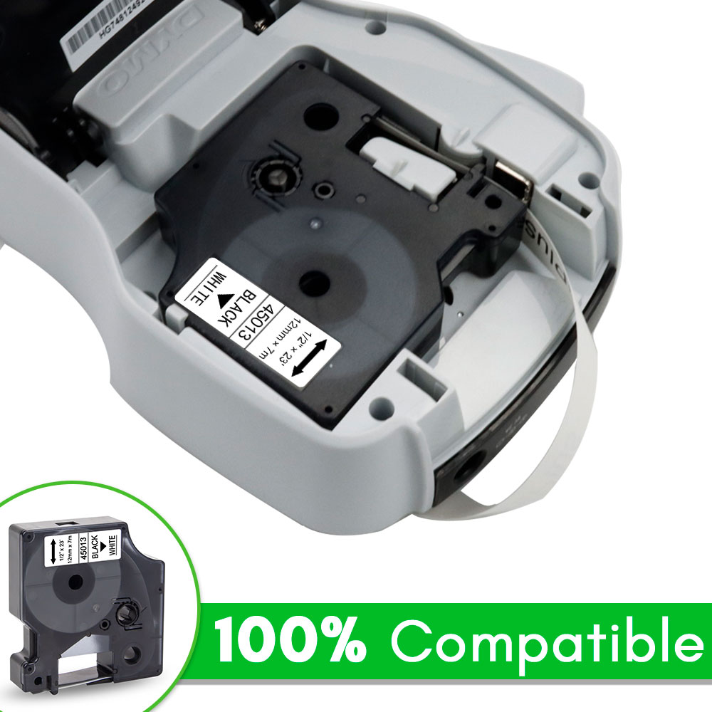45013 Pita Label Hitam Putih u - Label Printer Tape ulasan dan harga