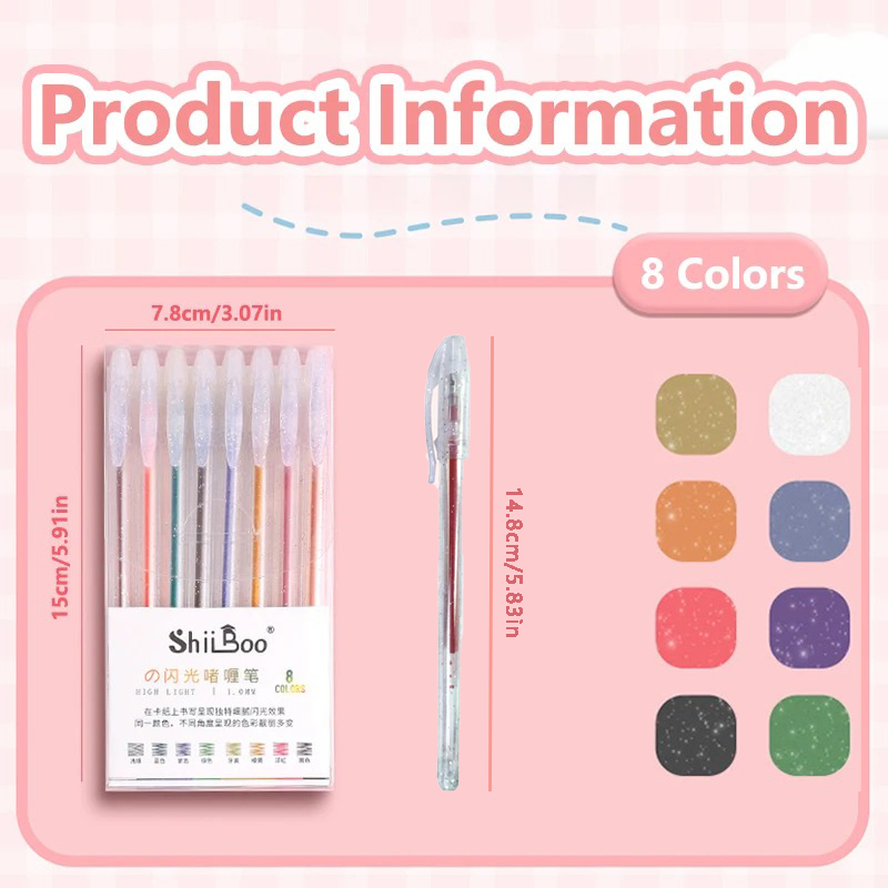 Set Pulpen Gel Glitter 8-60 Wa - Gel Ink Pen Set ulasan dan harga